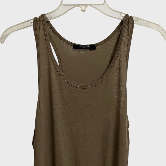 ALLSAINTS Toby Racerback Dress in Khaki Green Women's Size M Minimalist Grunge - Picture 8 of 16